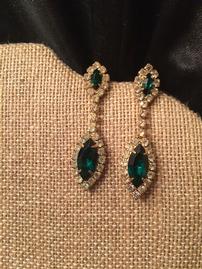 Faux Emerald and Diamond Drop Earrings //269